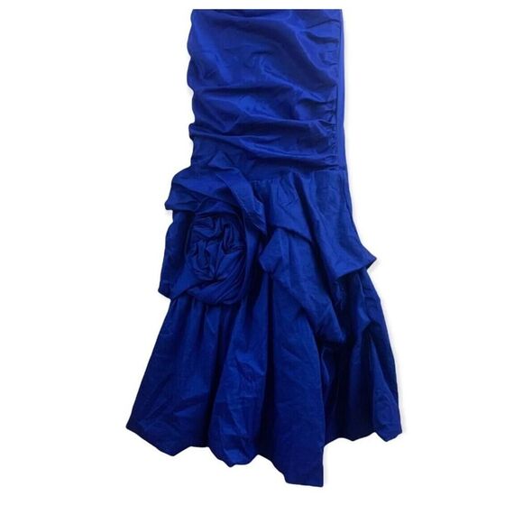 Cindy USA Vintage Formal Mermaid Prom Dress Ruched Blue Stretch Womens Size S - Picture 6 of 12